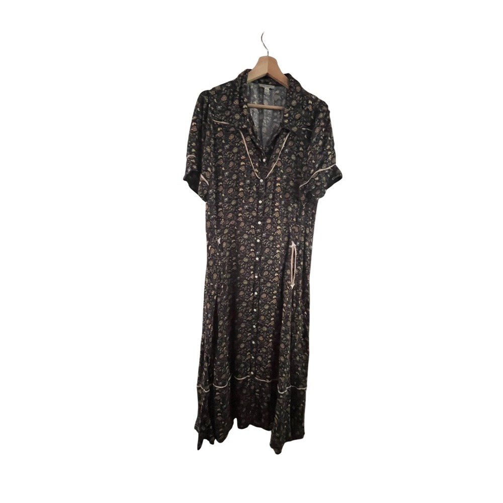 Sendero Provisions Co Floral Western Midi Dress XXL Black Viscose Button Front